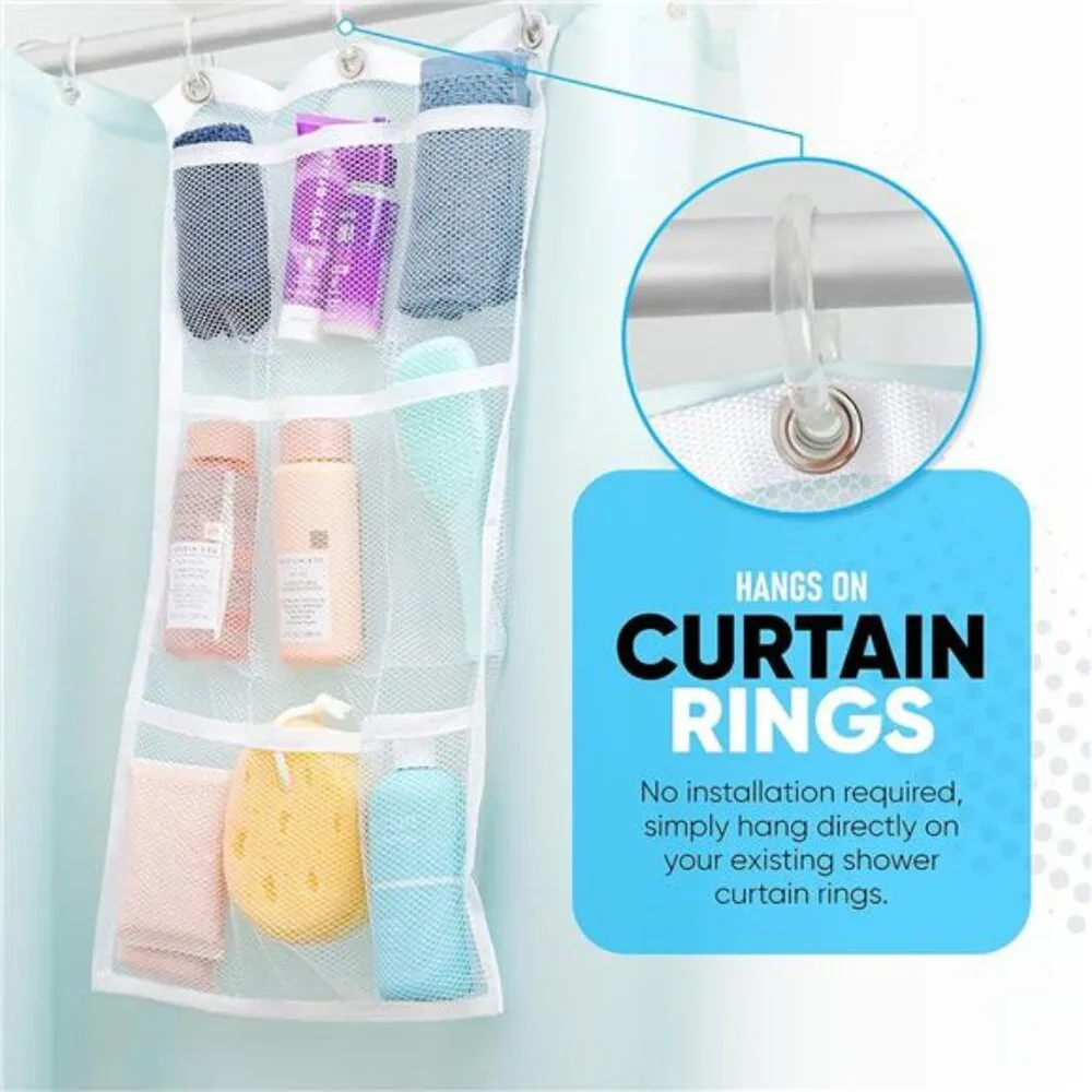 Shower Organizer Hanging 9 Pocket Mesh Caddy Bathroom Storage for Toiletries